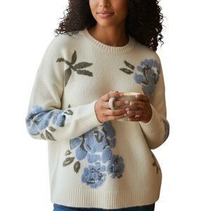 TED BAKER floral jacquard Blue crew neck Sweater XL